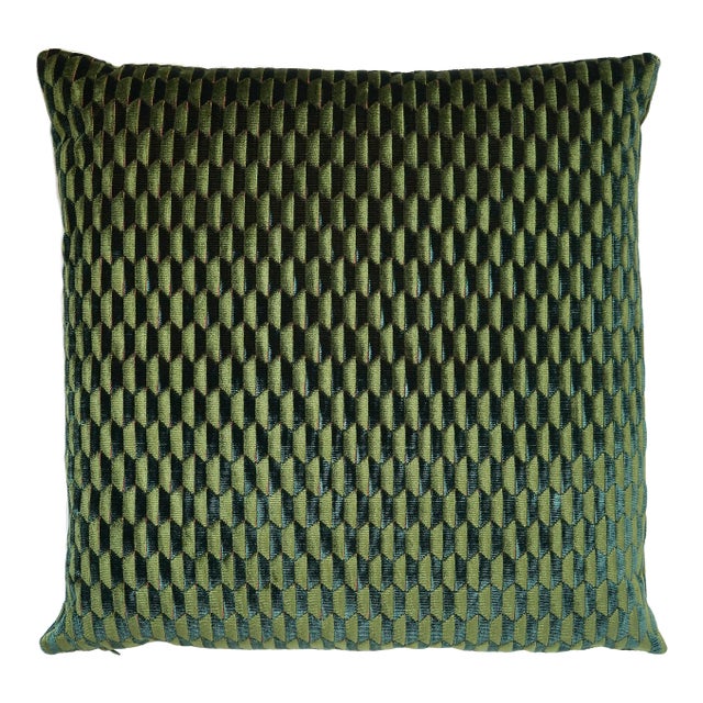 The House of Scalamandré Allegra Velvet Pillow, Emerald For Sale