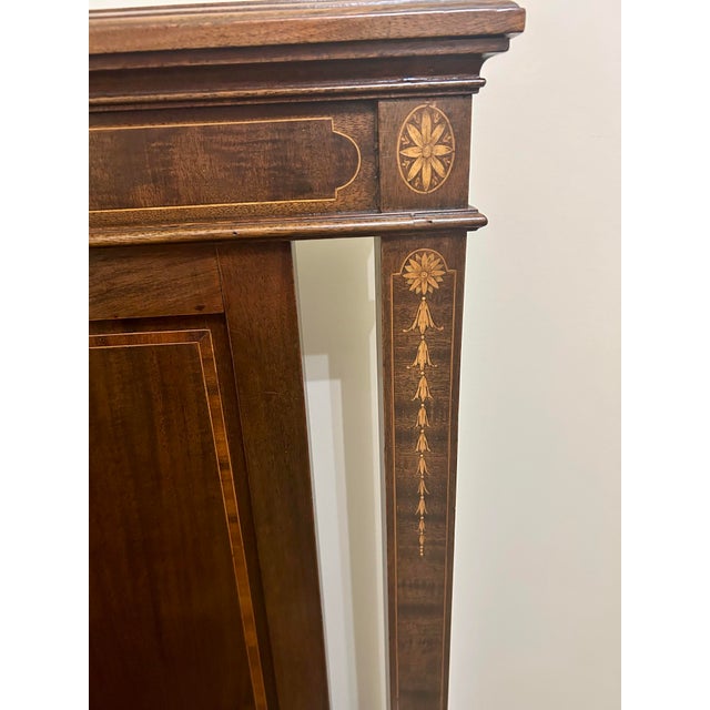 Wood Extra Long, Victorian/Napoleon III Era Twin Bed, Headboard, Footboard and Side Rails, Marquetry Inlay, Walnut, C1870’s For Sale - Image 7 of 12