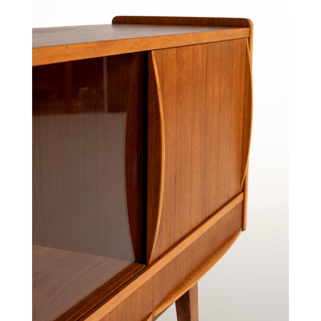 Wood Scandinavian Teak Sideboard with Glass Door, 1950s For Sale - Image 7 of 11