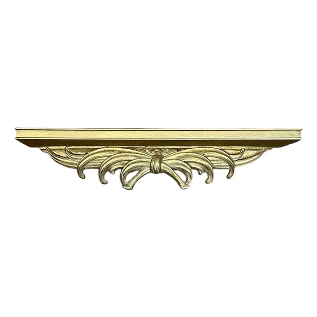 Vintage Mid Century Florentine Gilt / Gold Bow Wall Accent / Decor / Plate Shelf by Syroco Wood For Sale