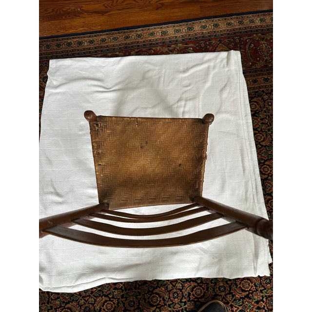 Brown Antique Ladderback Chair With Low / Woven Seat For Sale - Image 8 of 12