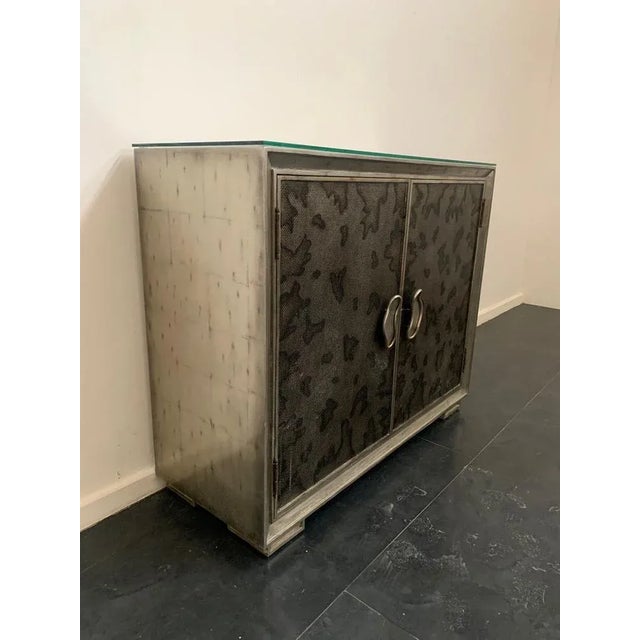 Credenza in Glossy Metal Leafs, 1980s For Sale - Image 9 of 12