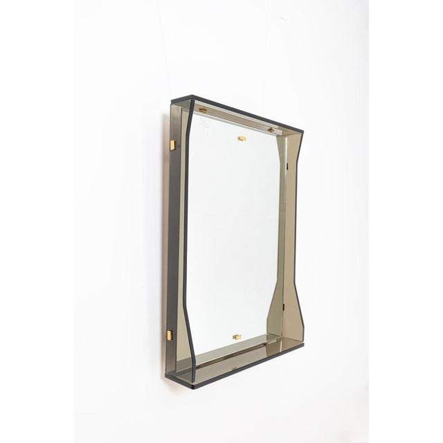 Mirror with Grey-Green Glass Frame in the style of Fontana Arte, 1960s For Sale - Image 4 of 10