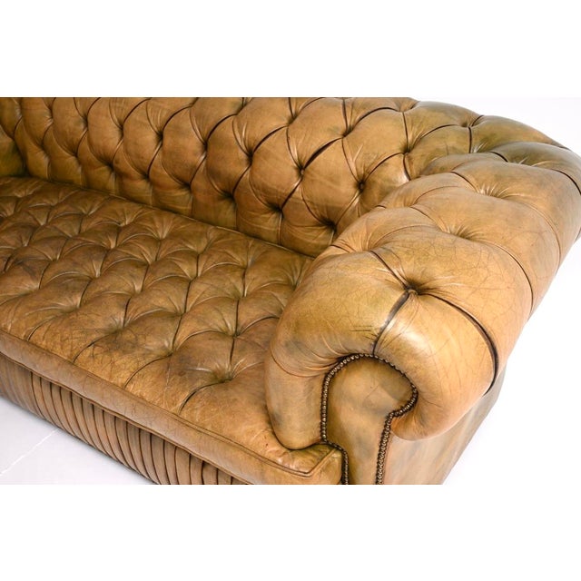 Deep-Buttoned Leather Chesterfield Sofa, 1930s For Sale - Image 9 of 11