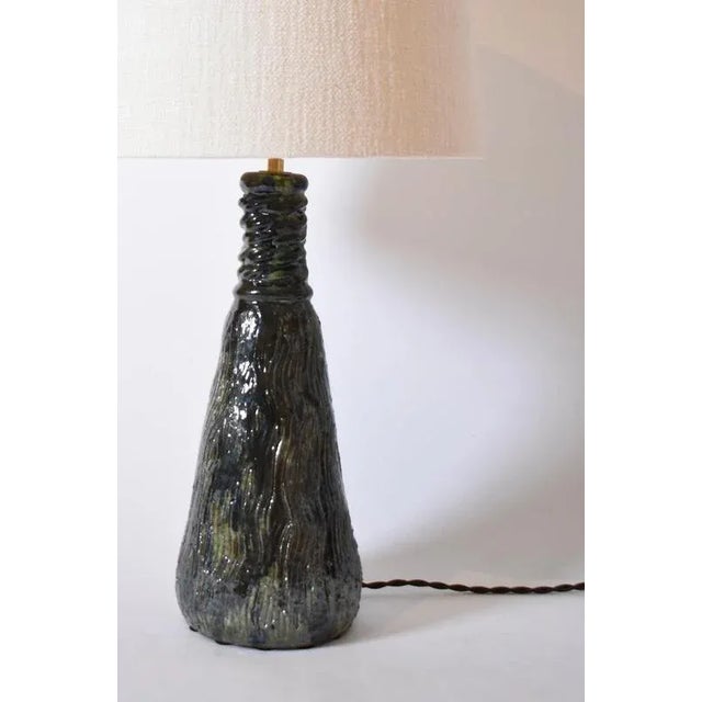 "Villandry" 32cm green and blue ceramic lamp, Barracuda edition. "Villandry" 32cm ceramic table lamp with the shape of a...