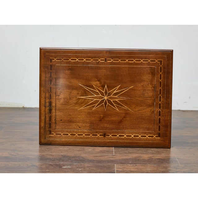 Italian Italian Walnut Table with Star Inlay and Turned Legs, 19th Century For Sale - Image 3 of 12