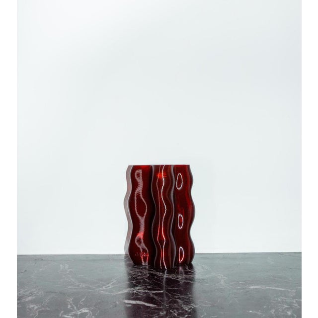 Medium amber magma vase by mana dimensions: d 14 x w 11 x h 21 cm. Materials: recycled pet from post-consumer plastics,...