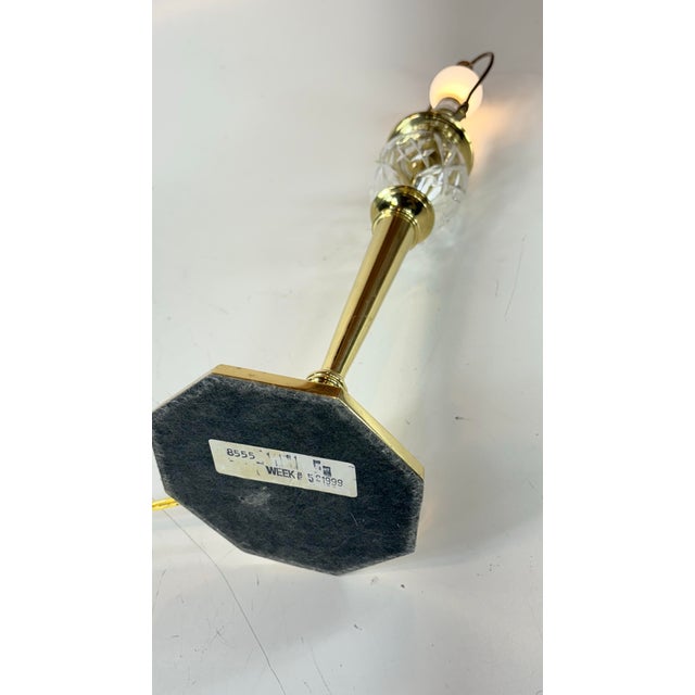 Metal Vintage Brass & Crystal Table Lamp Neoclassical Hollywood Regency 29" Tall For Sale - Image 7 of 12