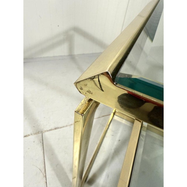 Two-Tier Console Table in Brass and Bevelled Glass, 1970s For Sale - Image 18 of 18