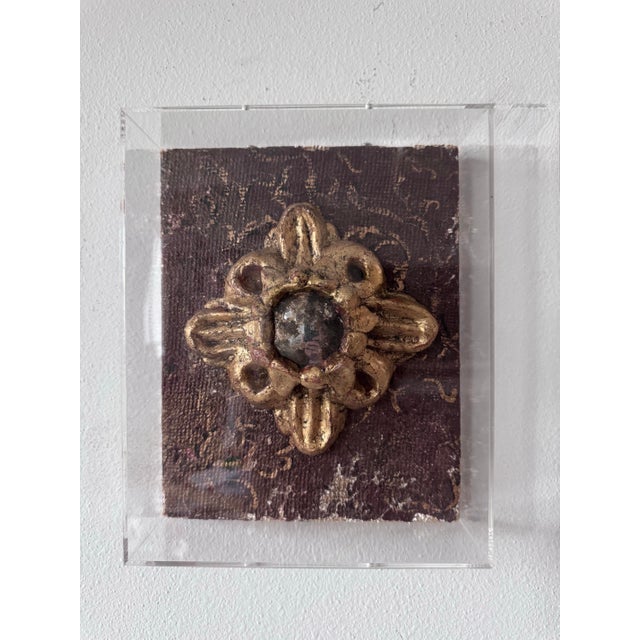 Antiqued Hand-Made Convex Mirror Architectural Fragment in Acrylic Case For Sale - Image 9 of 12
