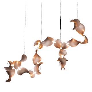 Dune 16 Spiral Chandelier with Shades in Copper Metallic Tone by Daniel Becker for Moss Objects For Sale