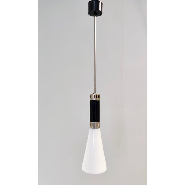 Vintage Opaline Glass and Chrome-Plated Brass Pendant from Stilnovo, 1960s For Sale - Image 10 of 10