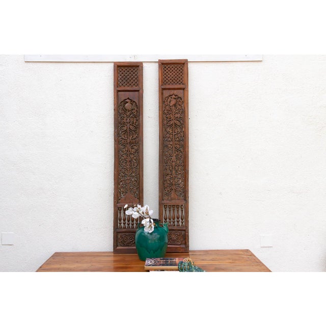 Pair of Tall Handcarved Antique Peacock Panels For Sale - Image 10 of 10