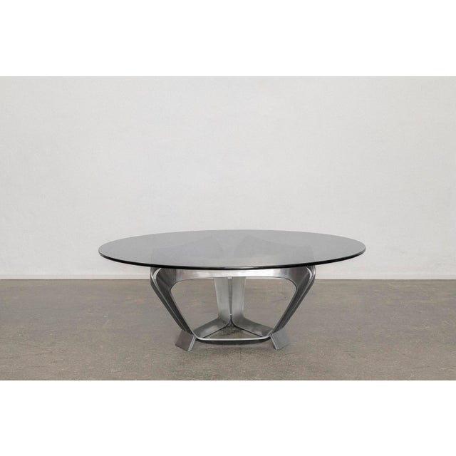 Metal Vintage Coffee Table in Aluminum and Smoked Glass by Knut Hesterberg for Ronald Schmitt, 1970s For Sale - Image 7 of 8