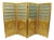 Vintage Chinoiserie Lattice Fretwork 4 Panel Gold Folding Screen Room Divider For Sale