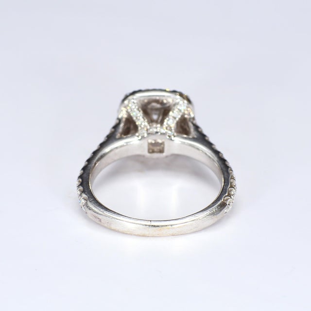 Metal Neil Lane 14k White Gold Diamond Halo Engagement Ring With 0.5ct Round Brilliant, Size 4.75 For Sale - Image 7 of 11