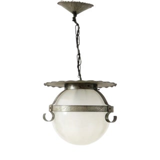 Art Deco Amsterdamse School Pendant Lamp in Wrought Iron and Glass by A.D. Copier, 1930s For Sale