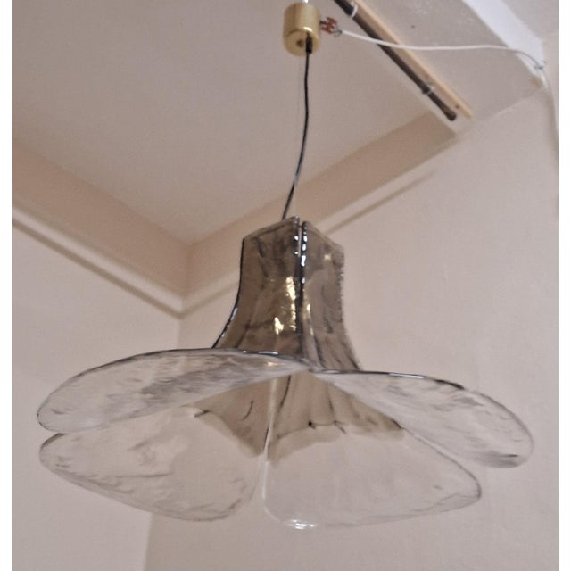 Metal Vintage Brass and Tinted Murano Glass Pendant by Carlo Nason for Mazzega, 1970s For Sale - Image 7 of 8