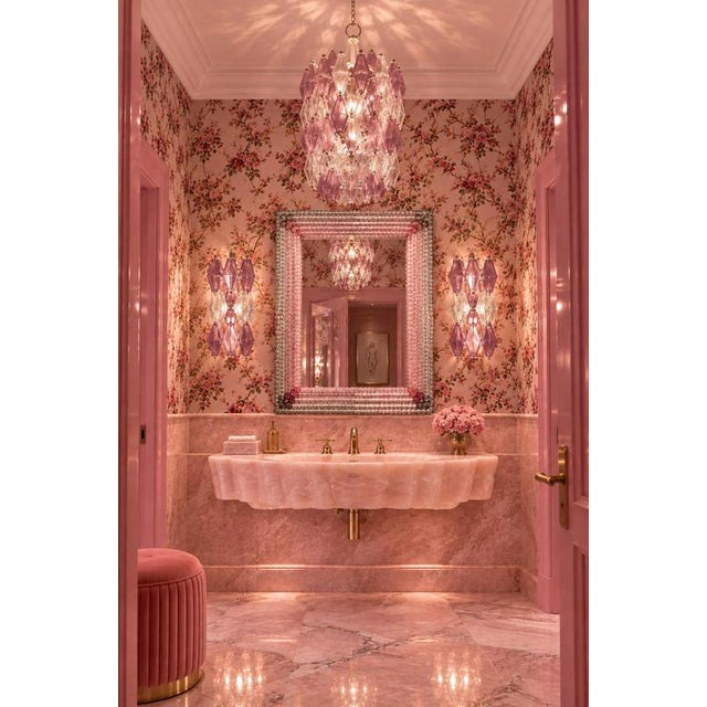 Venetian Rectangular Pink and Grey Murano Glass Mirror, 1970 For Sale - Image 6 of 13