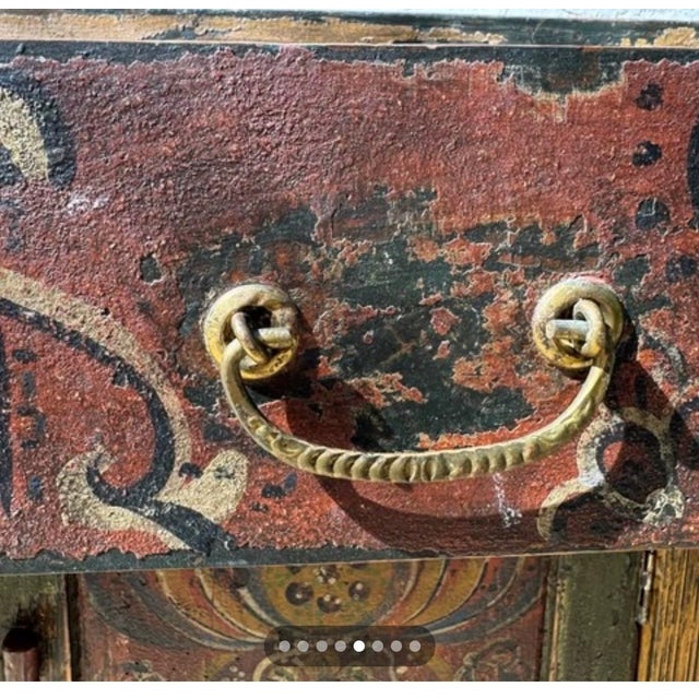 1871 Scandinavian Folk Art Step-Back Cupboard With Original Decorative Glass For Sale - Image 11 of 13