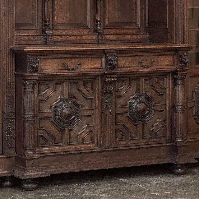 19th Century French Renaissance Revival Carved Oak Bookcase / Bar For Sale In Dallas - Image 6 of 18