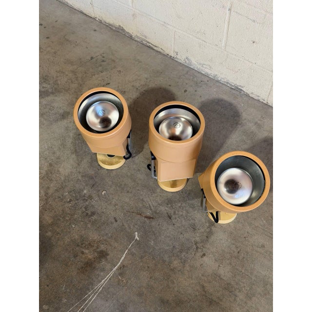 Mid-Century Modern 1970s Style After Louis Poulsen Danish Modern Beige Metal Spotlights - Set of 3 For Sale - Image 3 of 12