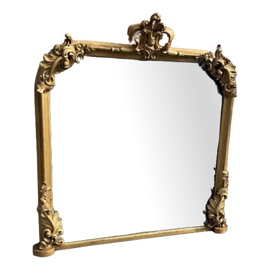 Large Antique English Gilt Overmantle Mirror, 1800s For Sale