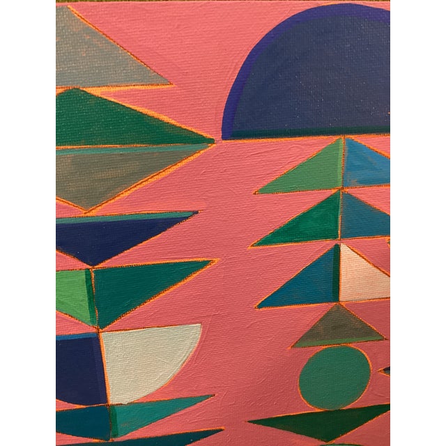 2020s Abstract Contemporary Geometric Hard Edge, Modern MCM Wall Art, Original 8x8 For Sale - Image 5 of 9