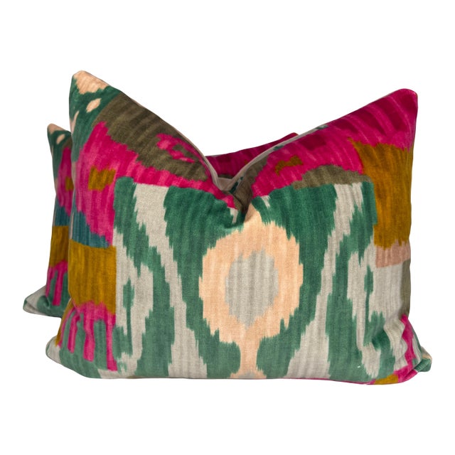 Pierre Frey "Bella Coola" in Acid/Lime 16"x20" Pillows-a Pair For Sale