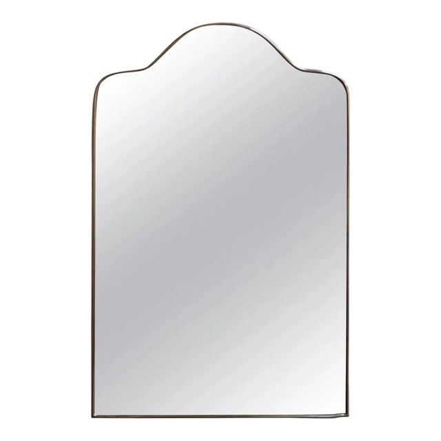 Vintage Italian Brass Arched Scalloped Wall Mirror After Gio Ponti For Sale