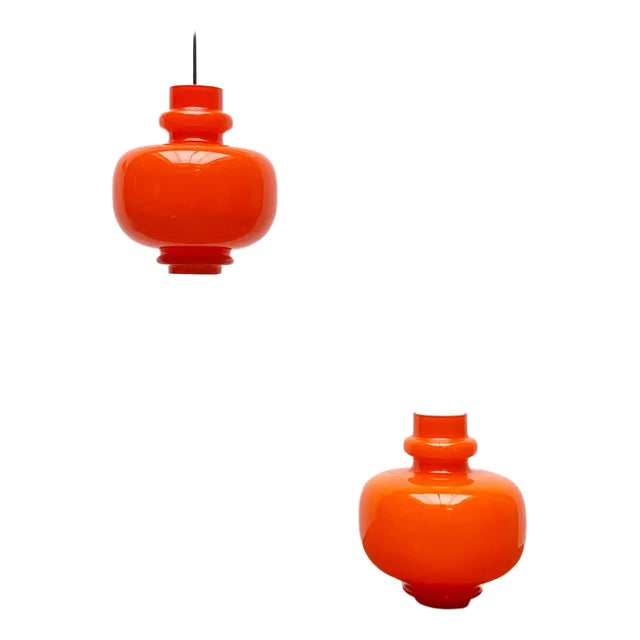 Mid-Century Swedish Space Age Oplight 75 Pendants by Hans-Agne Jakobsson for Staff, 1970s, Set of 2 For Sale