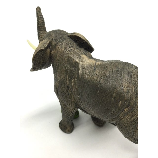 Greige Vintage 1990’s Maitland Smith High Quality Resin Elephant Sculpture For Sale - Image 8 of 13