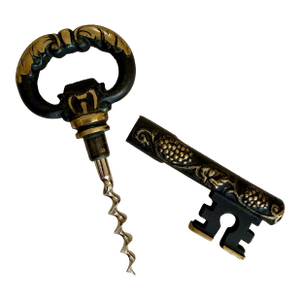 Vintage Brass Key With Hidden Cork Screw and Bottle Opener
