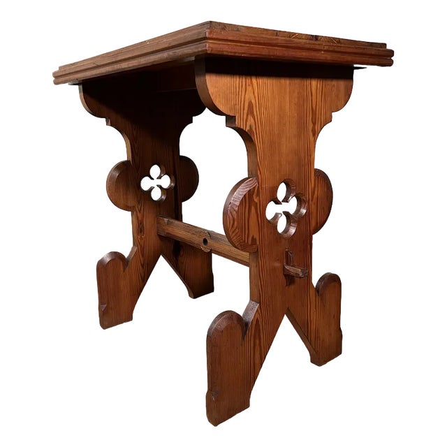 19th Century Gothic Pine Side Table, 1890s For Sale