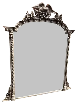 Large Antique English Painted Overmantle Mirror, 19th Century