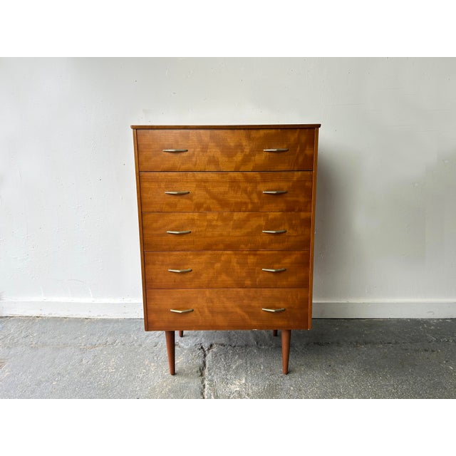 Mid-Century Modern Mid-Century Walnut Chest of Drawers with Brass Handles, 1960s For Sale - Image 3 of 5