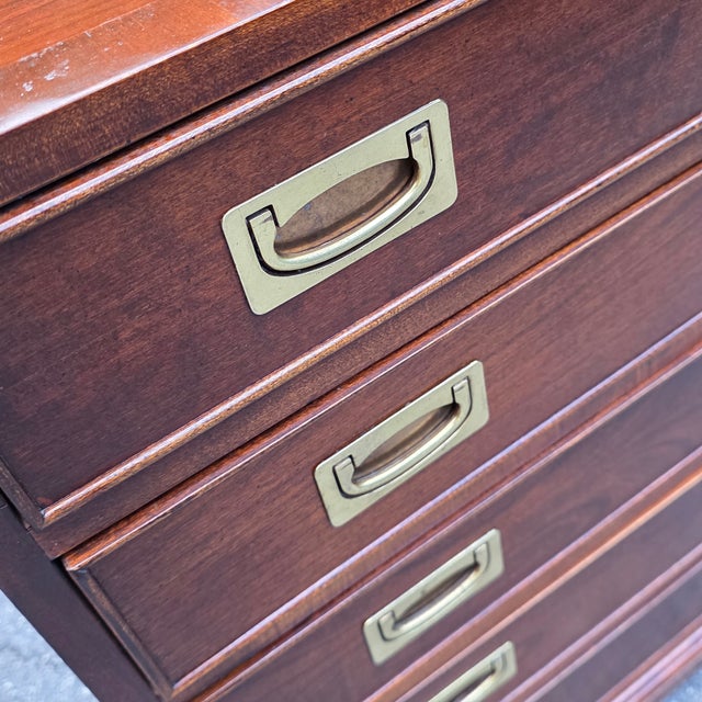 Pair of Campaign Style Mahogany Foyer Chests With Brass Recessed Hardware, Late 20th Century For Sale In Washington DC - Image 6 of 10