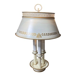 1950s MCM Tole Bouillotte Candlestick Lamp For Sale