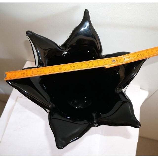 Vintage Black Murano Glass Handkerchief Vase, 1970s For Sale - Image 10 of 13