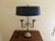 Mid 20th Century English Country Brass Horn Bouillotte Lamp With Black Tole Shade For Sale - Image 9 of 13