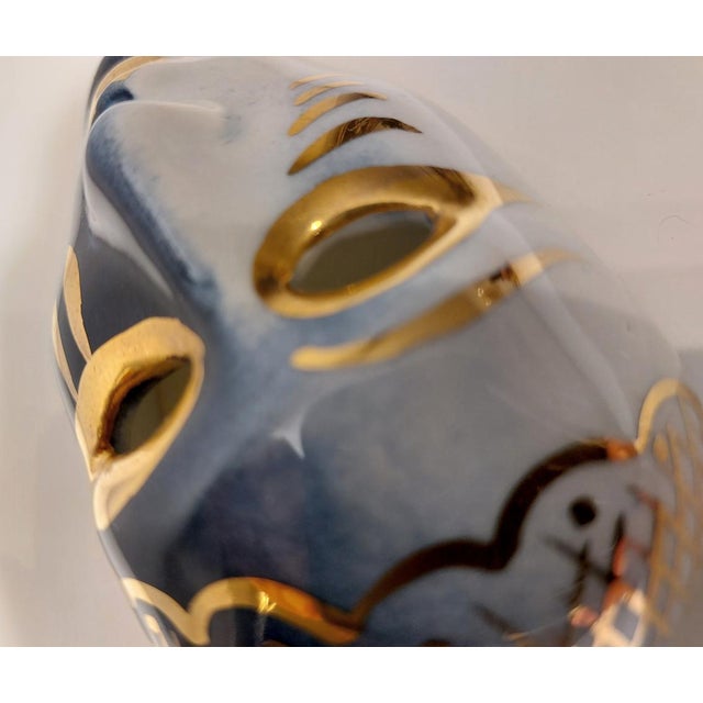 Venetian Porcelain Mask with 18 Karat Gold Leaf Gilding, 1970s For Sale - Image 9 of 16