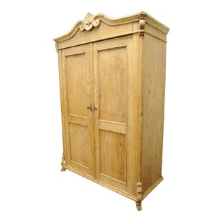 Primitive Rustic Pine Armoire Wardrobe For Sale