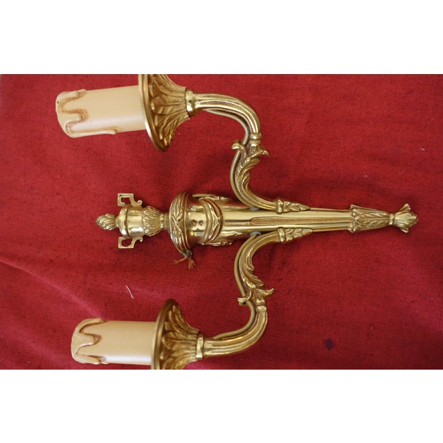 Pair of Louis XVI style gilt bronze wall sconces first half of the 20th century high quality, 32 cm tall (another almost...