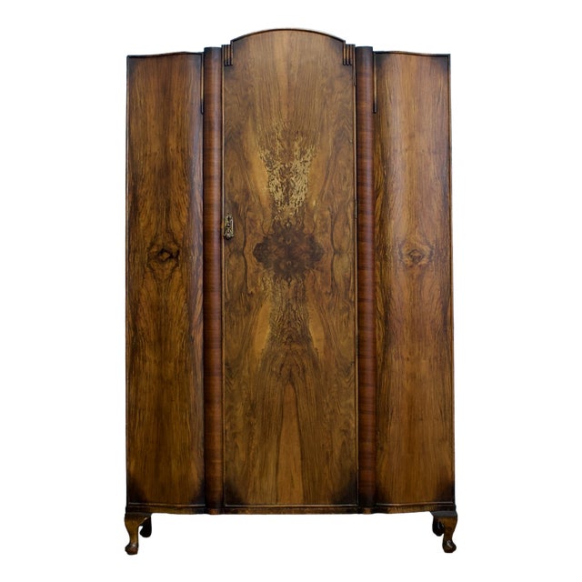 Art Deco Wardrobe in Walnut, 1930s For Sale