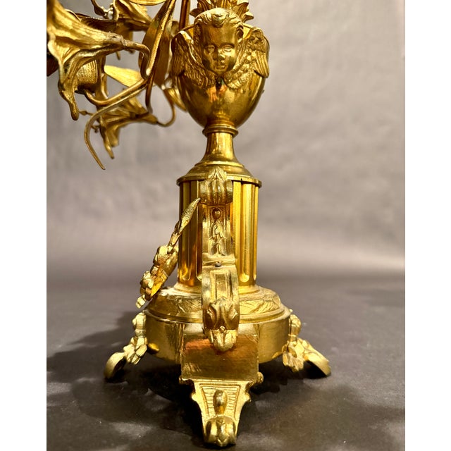 Late 19th Century Late 19th Century Pair of French Napoleon III Gilt Bronze Floral Seven-Light Candelabra For Sale - Image 5 of 9
