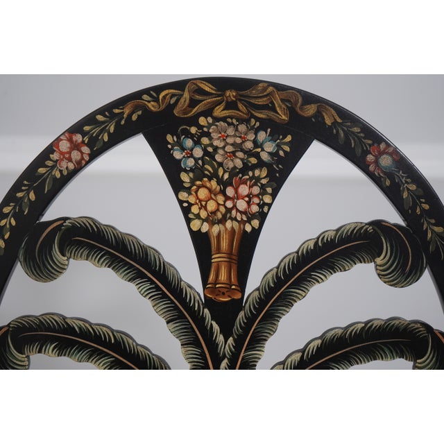 1970s Set of 8 Hand Painted Hepplewhite Style Dining Chairs For Sale - Image 5 of 18