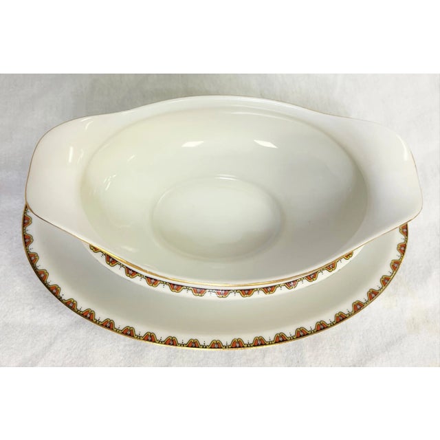 Noritake Circa 1960s Vintage Noritake 'Superba' Pattern Gravy Boat With Attached Underplate For Sale - Image 4 of 13