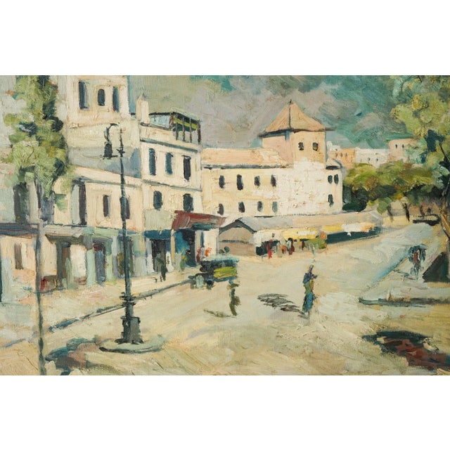 Impressionist Artist, Town Scene, Mid-20th Century, Oil on Canvas For Sale - Image 3 of 9