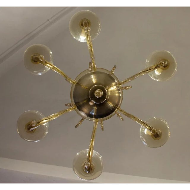 Amber Hand Blown Glass Chandelier by Venini, 1950s For Sale - Image 6 of 13