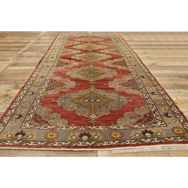 Brick Red Vintage Turkish Oushak Gallery Rug, Wide Hallway Runner - 04'11 X 11'11 For Sale - Image 8 of 9